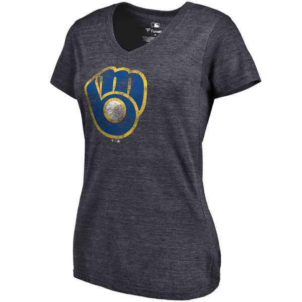 Women's Milwaukee Brewers Fanatics Branded Primary Distressed Team Tri Blend V Neck T-Shirt Heathered Navy FengYun,We sell and wholesale Women's Milwaukee Brewers Fanatics Branded Primary Distressed Team Tri Blend V Neck T-Shirt Heathered Navy FengYun on line form chian!